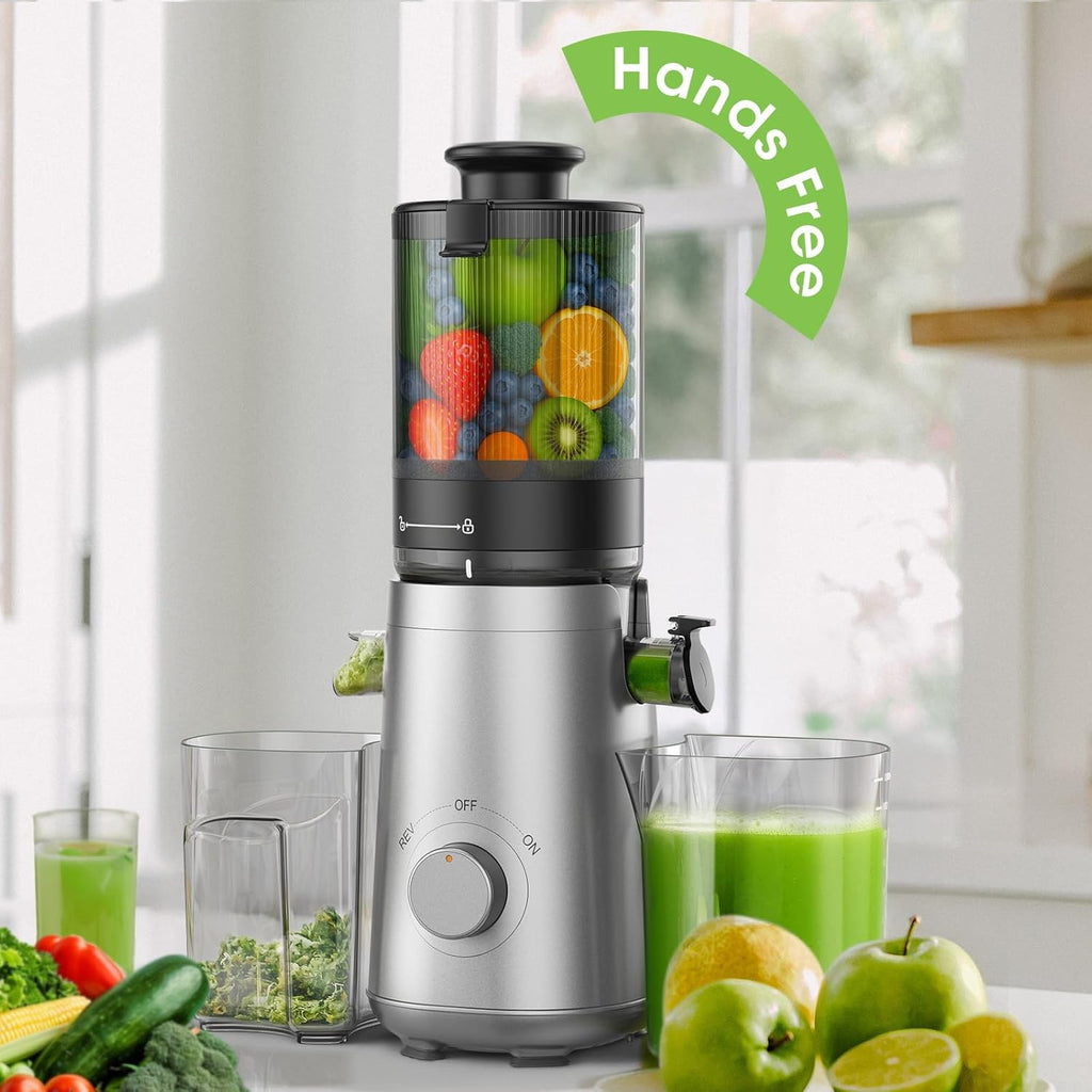 Juicer Machines, 5.8" Wide Feed Chute Cold Press Juicer for Whole Vegetables & Fruits, High Juice Yield, BPA Free (Slivery)