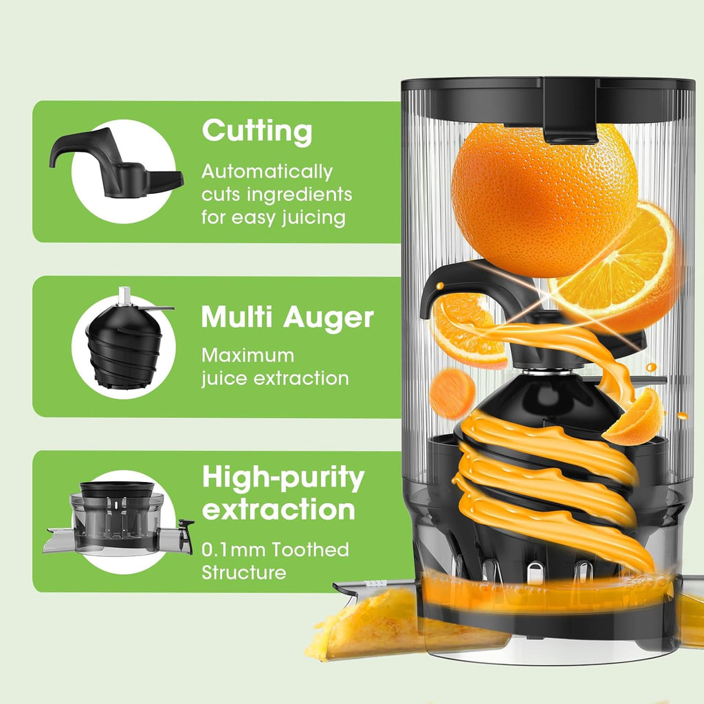 Juicer Machines, 5.8" Wide Feed Chute Cold Press Juicer for Whole Vegetables & Fruits, High Juice Yield, BPA Free (Slivery)